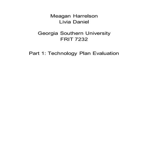 FRIT 7232 - Technology Evaluation Plan