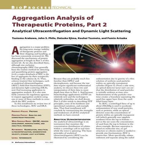 Aggregation Analysis of Therapeutic Proteins, Part 2: Analytical Ultracentrif...