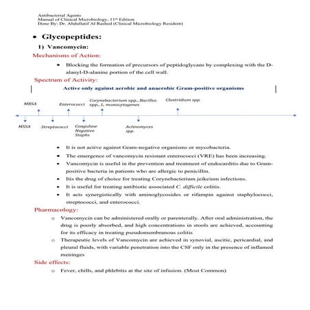 Glycopeptides, Lipopeptides, Lipoglycopeptides and Polymyxins Antibiotics 