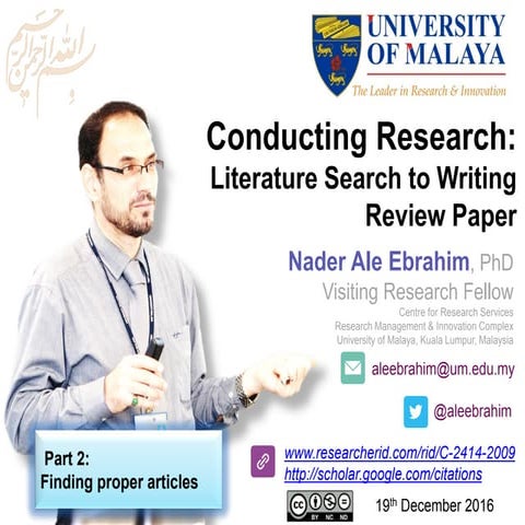 Conducting Research: Literature Search to Writing Review Paper, Part 2: Findi...
