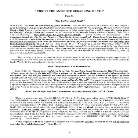 Part 23 the unleavend truth.