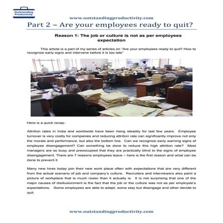 Part 2 – are your employees ready to quit
