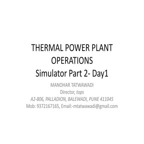 Thermal Power Plant Simulator Operations Training