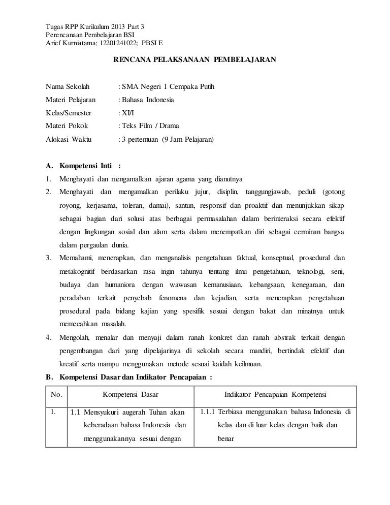 Contoh Rpp Teks Prosedur Kompleks Kurikulum 2013 Berbagi