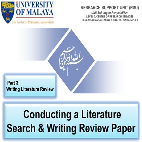 Conducting a Literature Search & Writing Review Paper,  Part 3: Writing Liter...
