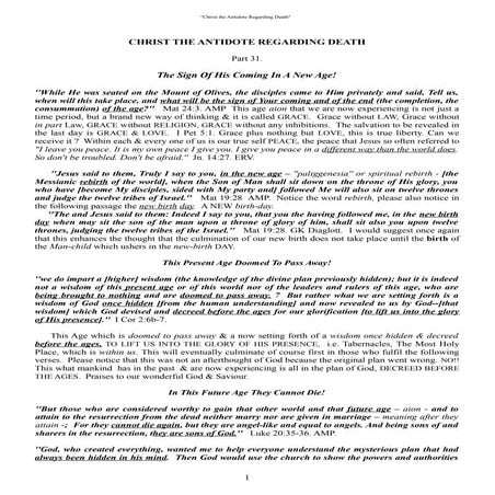 Part 31. the sign of his coming.    