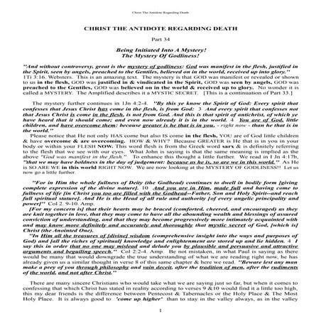 Part 34. the mystery of godliness   