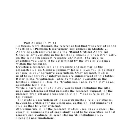 Part 3 (Due 11915)To begin, work through the .docx