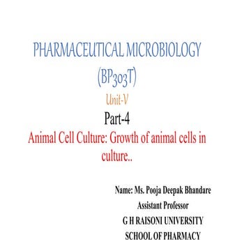 Animal Cell Culture: Growth of animal cells in culture. PHARMACEUTICAL ...