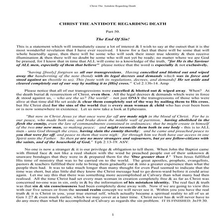 Part 50.  The End Of Sin!    