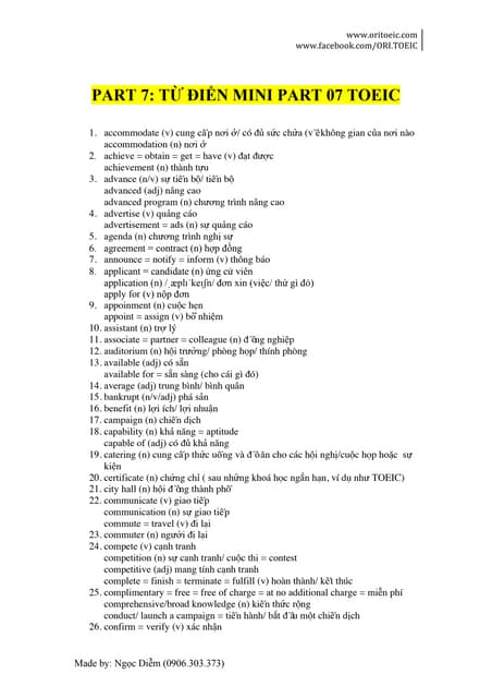 Từ vựng TOEIC Part 7 thông dụng nhất - ORI TOEIC