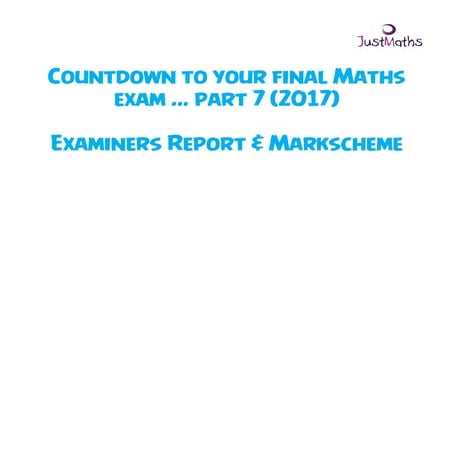 Part 7   final countdown - mark scheme and examiners report