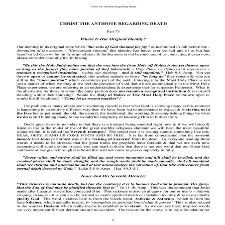 Part 75 Where Is Our Original Identity!    