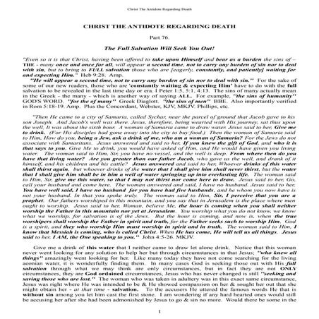 Part 76 The Full Salvation Will Seek You Out!    