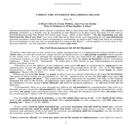 Part 79 A Heart That Is Within And Not An Entity Who Is Without Is What Defil...