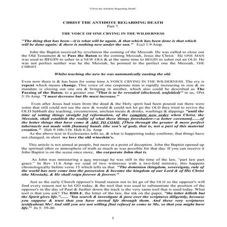 Part7 John A Voice In The Wilderness..