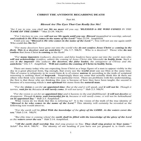 Part 84 blessed are the  eyes that can really see me!  