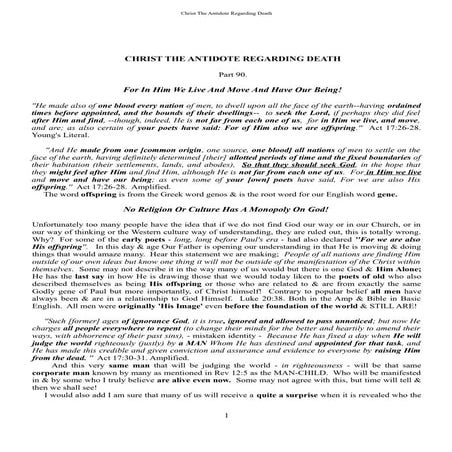 Part 90 for in him we live and move and have our being!