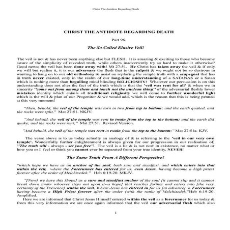 Part 96 The So Called Elusive Veil! 