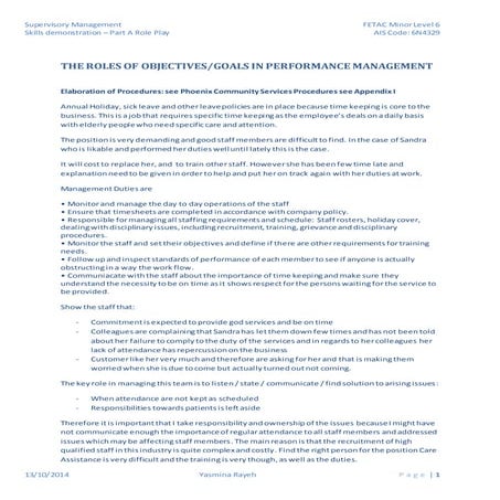 Roles and objectives in performance management - Supervisory Skills -Yasmina Rayeh