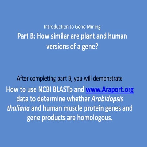 Introduction to Gene Mining: Part B: How similar are plant and animal version...