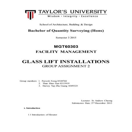 Glass Lift report
