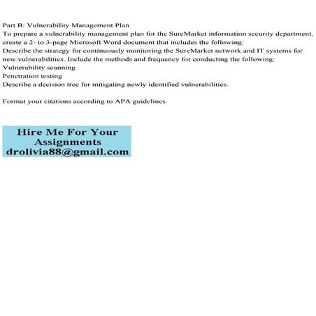 Part B Vulnerability Management Plan To prepare a vulnerability.pdf