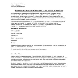 Partes de la canción