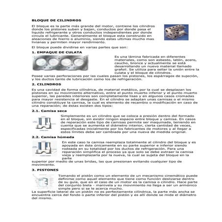 Partes del bloque de cilindros