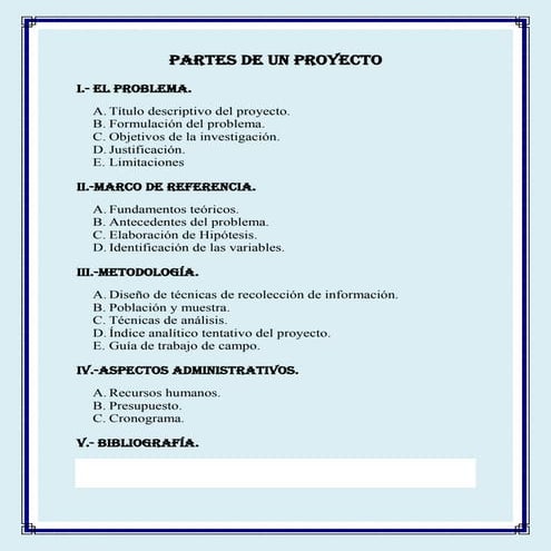 PARTES DE UN PROYECTO