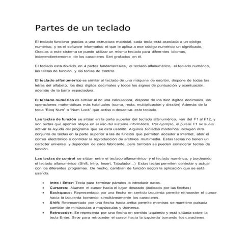 Partes de un teclado