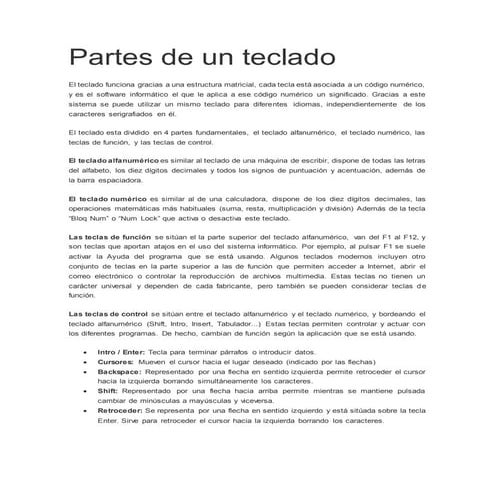 Partes de un teclado