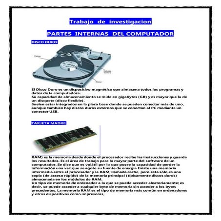 Partes  internas  del computador