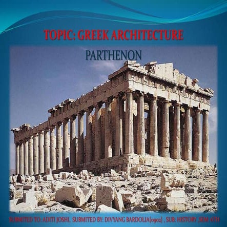 GREEK ARCHITECTURE : PARTHENON  