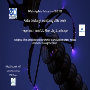 Partial discharge monitoring of High Voltage Assets - TATA Steel ...
