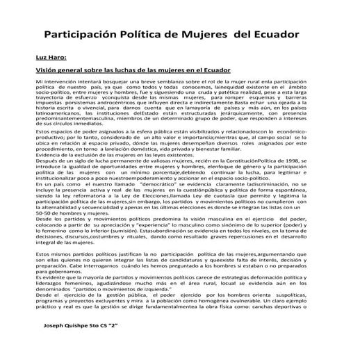 Participación política de mujeres  del ecuador