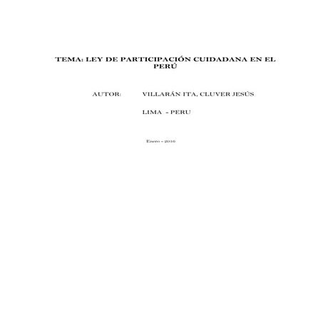 Participacion cuidadana y Control Cuidadano en el Peru