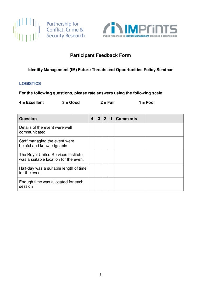 Participant Feedback Form