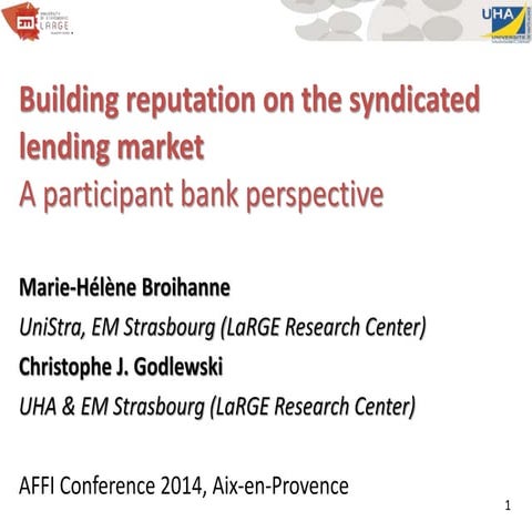 Building reputation on the syndicated lending market