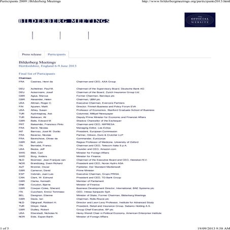 Participants 2009   bilderberg meetings