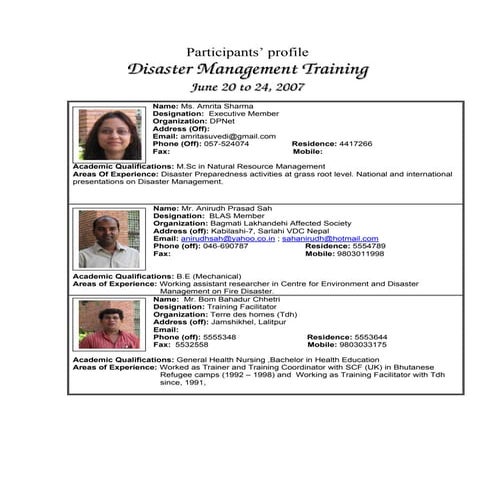 Participants profile | PDF