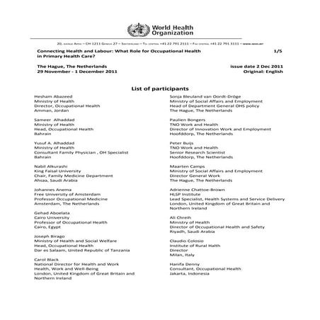 Final list of participants  2 dec 2011