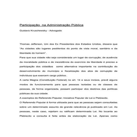 Participação na administração pública