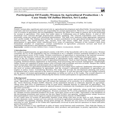 Participation of family women in agricultural production-a case study of jaff...