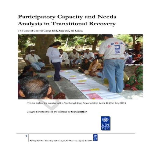 Participatory context and needs analysis in transitional recovery by munas kalden