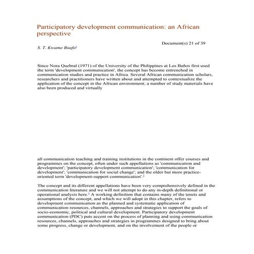 Participatory development communicatio1
