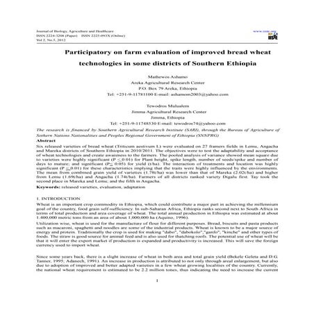 Participatory on farm evaluation of improved bread wheat technologies in some...
