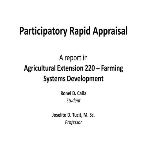 Participatory rapid appraisal