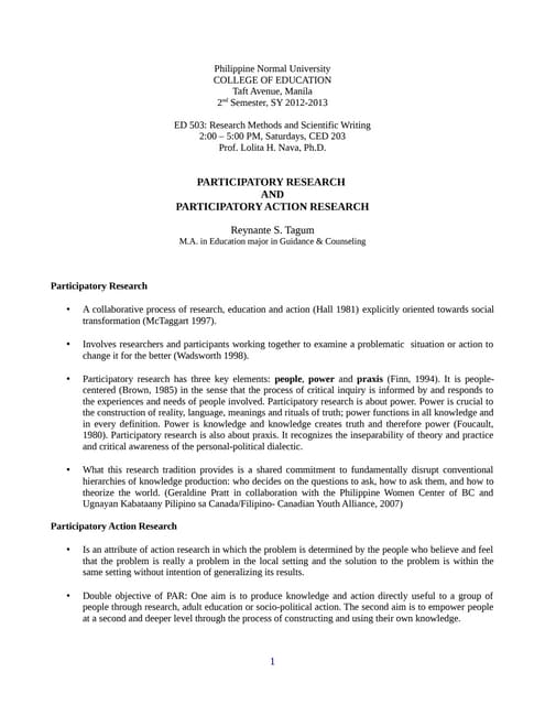 Participatory research report