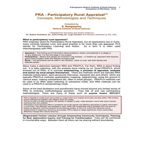Participatory Rural Appraisal  Part 1